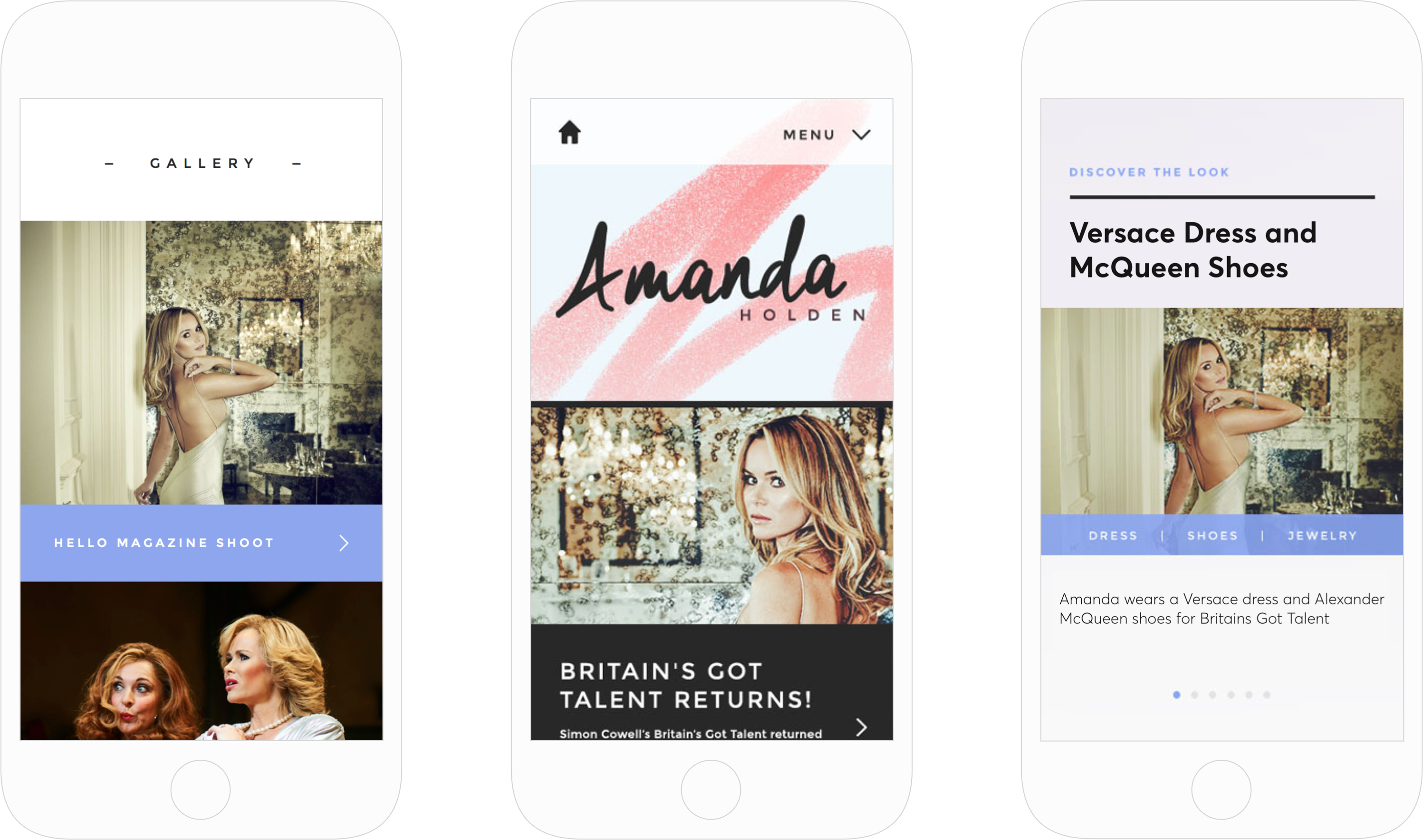 Mobile version of Amanda Holden's website