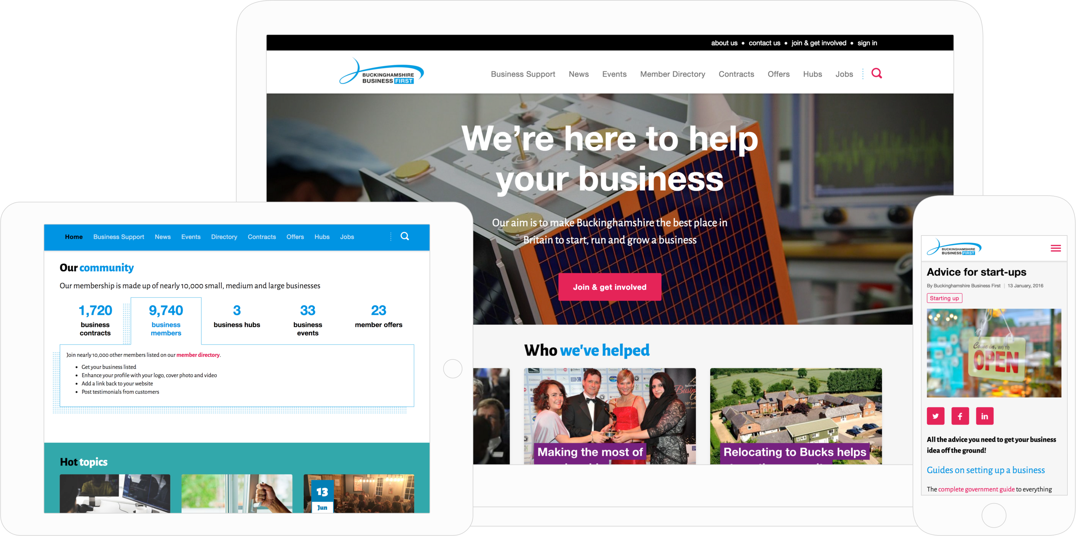 Buckinghamshire Business First website home page on laptop